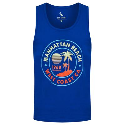 Vests Manhattan Beach Motif Print Cotton Vest Top in Sea Surf Blue - South Shore / S - Tokyo Laundry