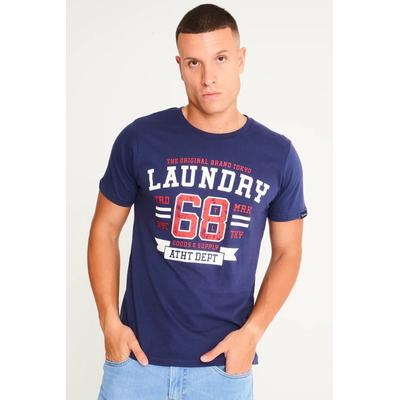 T-Shirts Squad Motif Cotton Jersey T-Shirt in Medieval Blue / S - Tokyo Laundry