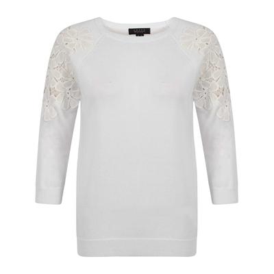 Jumpers Womens Flower Lace Applique Jumper in White / 8 - Tokyo Laundry
