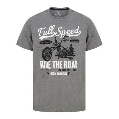 T-Shirts Full Speed Motif Cotton Jersey T-Shirt in Mid Grey Marl - South Shore / S - Tokyo Laundry