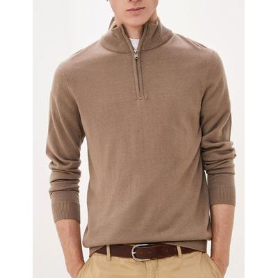 Jumpers Hitchcock Half Zip Neck Cashmilon Knit Jumper in Taupe - Kensington Eastside / XXL - Tokyo Laundry