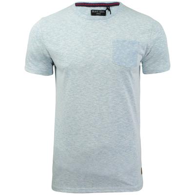 T-Shirts Nixon Space Dye Cotton Slub T-Shirt with Chest Pocket in Sea Blue Marl / S - Tokyo Laundry