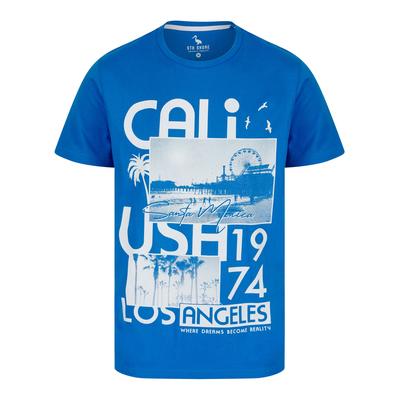 T-Shirts Cali Dreams Motif Cotton Jersey T-Shirt in French Blue - South Shore / XXL - Tokyo Laundry