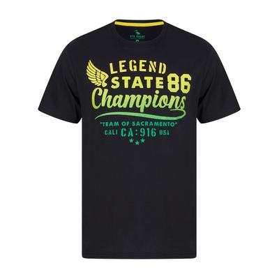 T-Shirts State Champs Motif Cotton Jersey T-Shirt in Jet Black - South Shore / M - Tokyo Laundry