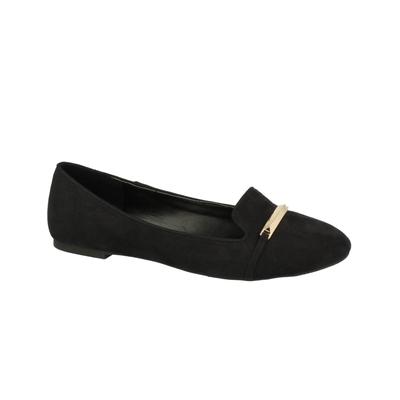 Shoes Sofia Gold Bar Front Suedette Loafers in Black / UK 5 - Tokyo Laundry