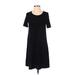 Gap Casual Dress - Shift Scoop Neck Short sleeves: Black Solid Dresses - Women's Size X-Small