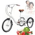 20 Inch Foldable Tricycle for Adults - Adult Trike Bike with Basket Single Speed 3 Wheel Bicycle Cruise Trike 3 Wheel Cargo Trike With Child Seats Exercise Men's Women's Bike (U-Shaped Folding Style)