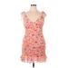 Lily Rose Cocktail Dress - Bodycon Plunge Sleeveless: Pink Floral Dresses - New - Women's Size 2X-Large