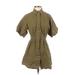 Zara Casual Dress - Shirtdress Collared Short sleeves: Green Print Dresses - Women's Size X-Small