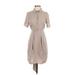 Closet. London Casual Dress - Shirtdress High Neck Short sleeves: Ivory Print Dresses - Women's Size 4