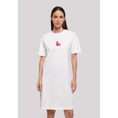 Shirtkleid F4NT4STIC "Ente Magenta", Damen, Gr. M, weiß, Obermaterial: 100% Baumwolle, casual, oversize, Rundhals, Kurzarm ohne Bündchen, Kleider, Print Image