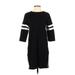 J.Crew Casual Dress - Shift Crew Neck 3/4 sleeves: Black Color Block Dresses - Women's Size Small