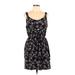 West Loop Casual Dress - Mini Scoop Neck Sleeveless: Black Floral Dresses - Women's Size Large