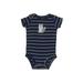 Carter's Short Sleeve Onesie: Blue Stripes Bottoms - Size 6 Month