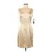 Alyn Paige Cocktail Dress - Sheath Scoop Neck Sleeveless: Tan Print Dresses - New - Women's Size 8