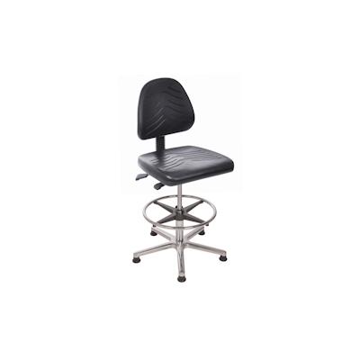PROREGAL Arbeitsstuhl Arlington, großer Rückenlehne, Sitzneigeverstellung, Sitzhöhe 47-65cm, Polyurethane-Sitz, Aluminium-Fußkreuz, Fußring, Gleiter Image
