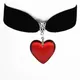 Collier de collier de coeur gothique pour hommes et femmes pendentif en verre de coeur rouge tour