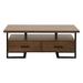 Contemporary Design Unique Frame Coffee Table with Drawers Walnut Finish Wood and Rustic Black Metal Finish