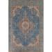 Blue Floral Tabriz Persian Antique Area Rug Hand-Knotted Wool Carpet - 9'6"x 12'10"