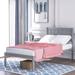 Solid Wood Platform Bed with Vintage Headboard - Twin Size, Classic Bedroom Furniture