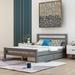 Full Size Platform Bed with 2 Drawers, Solid Pine Wood Platform Bed with Slat-Shaped Headboard and Wood Slats