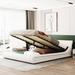 Queen Size Hydraulic Storage System Platform Bed, Faux Leather Upholstered Storage Bed, Headboard with LED Light