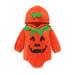 PBaeM Baby Girls Embroidery Sleeveless Halloween Pumpkin Patchwork Hooded Triangle Halloween Costume Romper Sizes 0-18M
