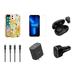 Accessories Bundle Pack for iPhone 14 Pro Max Case - Heavy Duty Case (Artistic Paint Flower) Screen Protectors Earbuds 48W Car Charger UL PD Wall Charger USB Cables