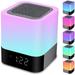 Night Light Bluetooth Speaker Alarm Clock Bluetooth Speaker Touch Sensor Bedside Lamp MP3 Player Dimmable 48 Led Color Changing Bedside Lamp for Bedroom Gift for Kids Girl Teenager