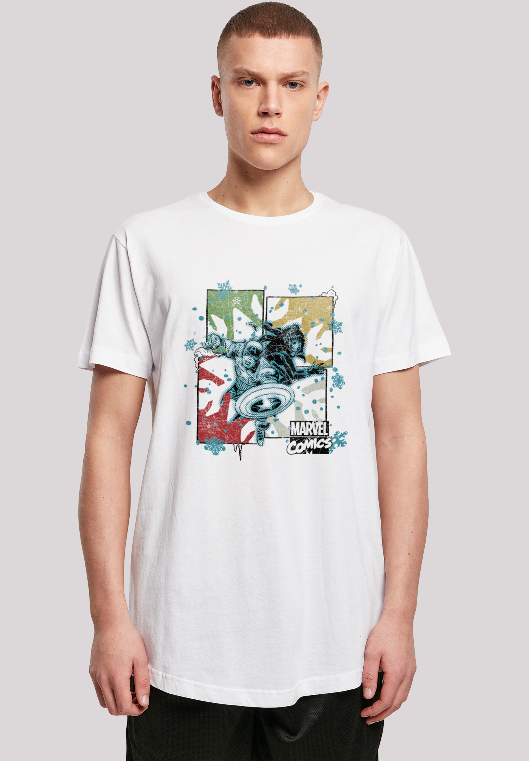 T-Shirt F4NT4STIC "Marvel Christmas Black Widow", Herren, Gr. 5XL, weiß, Obermaterial: 100% Baumwolle, regular fit, Rundhals, ohne Bündchen, Shirts, Print Image