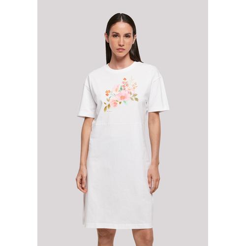 „Shirtkleid F4NT4STIC „“Blumen““ Gr. M, weiß Damen Kleider Freizeitkleider Print“