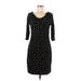 Ann Taylor LOFT Casual Dress - Sheath Scoop Neck 3/4 sleeves: Black Dresses - Women's Size Medium