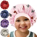 Bonnet élastique en satin imprimé papillon pour enfants bonnet de couchage confortable bonnet pour