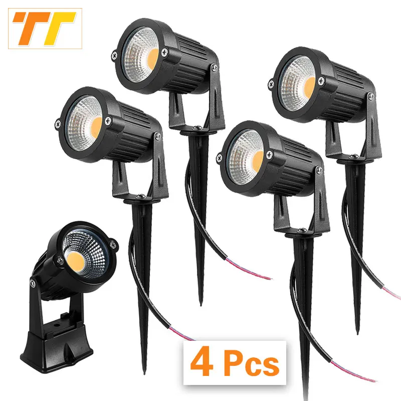 4 pièces LED éclairage de jardin 5W 10W extérieur pointe pelouse lampe étanche terrasse jardin décoration chemin projecteurs AC220V 110V DC12V