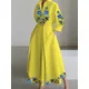 Robe trapèze plissée grande taille pour femme col à revers imprimé floral col à un bouton