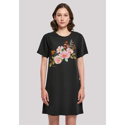 Shirtkleid F4NT4STIC "Blumenmuster Damen T-Shirt Kleid", Damen, Gr. S, schwarz, Obermaterial: 100% Baumwolle, casual, regular fit, Rundhals, Kurzarm ohne Bündchen, Kleider, Print Image