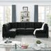 U-shape Reversible Modular Sectional Sofa Black Velvet DIY Couch Set with 4 Storage Single Chairs and 2 Corner Chairs