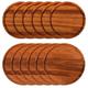 PEUTIER 12pcs Acacia Wood Plates, 6pcs 10 Inch and 6pcs 8 Inch Wooden Dinner Plates Acacia Wood Round Tray Wood Dinnerware Set Round Wooden Serving Tray for Dishes Snack Dessert