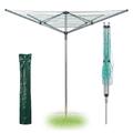 BONAFIDE 60M Heavy Duty 4 Arm Outdoor Rotary Clothes Airer, Portable Folding Rotary Washing Line, Rotary Washing Line Spike, 4 Arm Rotary Washing Line for Outdoor & Garden