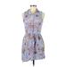 Angie Casual Dress - Mini Collared Sleeveless: Blue Dresses - Women's Size Medium