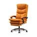 Lilac Garden Tools Faux Leather Commercial Use Executive Chair Wood/Upholstered in Orange/Yellow/Brown | 45.28 H x 20.47 W x 27.56 D in | Wayfair