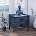 Latitude Run® 2 - Drawer Nightstand Wood/Upholstered in Gray/Blue | 15.75 H x 21.7 W x 17.7 D in | Wayfair BAFC5BCC403F4BE38A2D371C3F7F1CD4