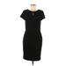 Banana Republic Factory Store Casual Dress - Sheath Keyhole Short sleeves: Black Solid Dresses - Women's Size 6