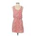 Parker Casual Dress - Mini Scoop Neck Sleeveless: Red Floral Dresses - Women's Size X-Small