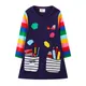 Jumping Meters-Robe d'école pour enfants manches longues poches broderie stylo style preppy