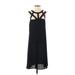 BCBGMAXAZRIA Casual Dress - Mini Crew Neck Sleeveless: Black Print Dresses - Women's Size Small