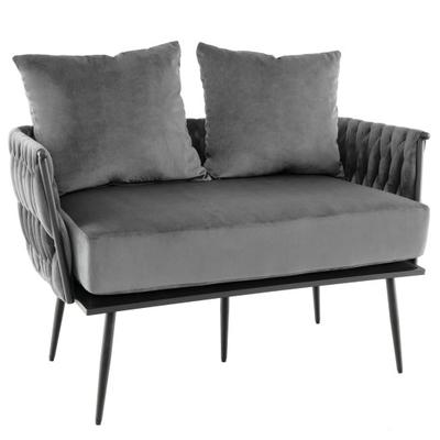 Costway Modern Loveseat Sofa Upholstered Dutch Velvet Sofa Couch-Gray