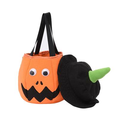 Halloween Candy Bucket Tote Bag, Pumpkin Trick or Treat Bag Goody Bucket for Halloween