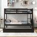 Kids Bedroom Bunk Bed Frame with Trundle, Convertible Twin Over Twin Soild Wood Trundle Bed with Safety Rail Unisex