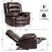 Breathable Leather Massage Recliner Chair, Manual Living Room Reclining Sofa, Brown